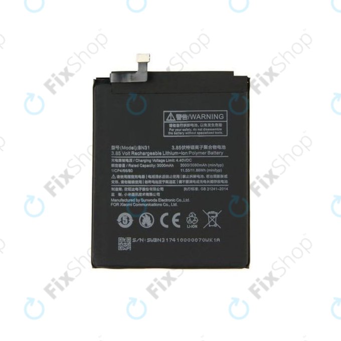 Bateria do Xiaomi Redmi Note 5A, Mi A1(5x), Redmi S2 (Redmi Y2), BN31, 3080mAh