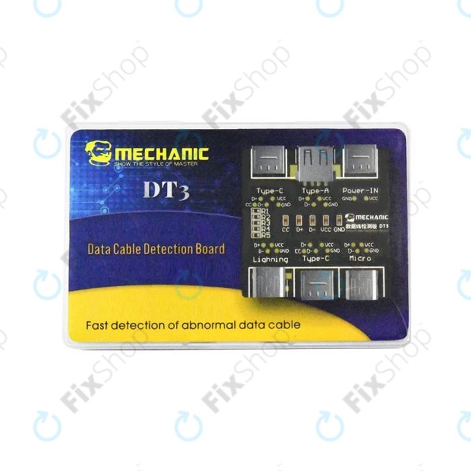 Tester kabli danych (Lightning, USB‑C, microUSB), Mechanic DT3