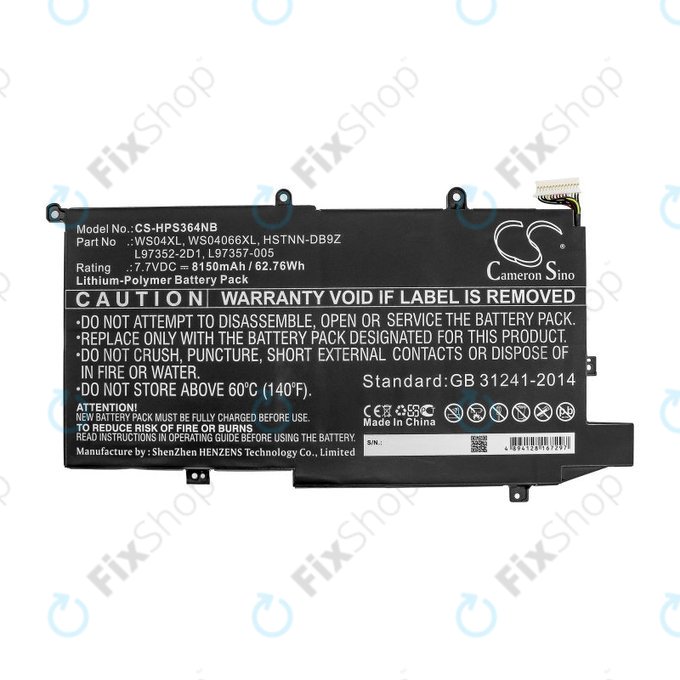 Bateria do HP Spectre X360 14-EA0002NI, X360 14-EA0002NX, 8150mAh, Li-Pol, 7.7V, WS04XL, HQ