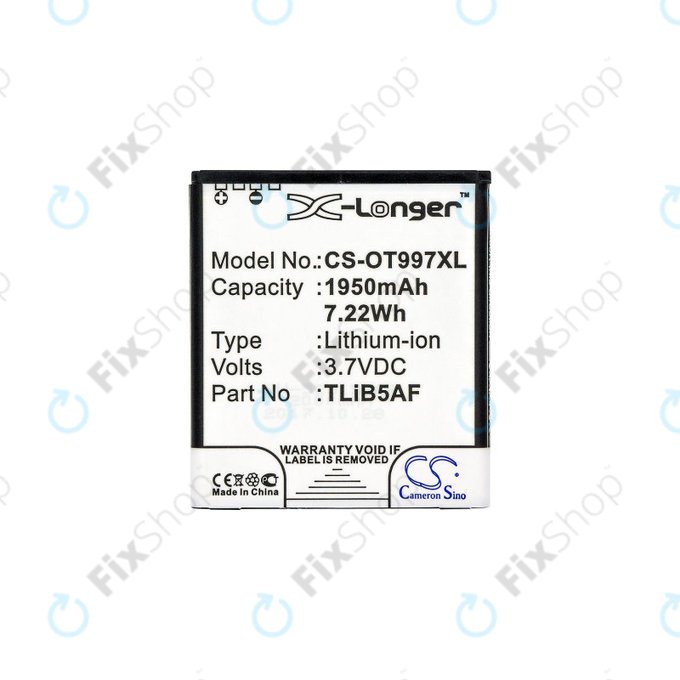 Bateria do Alcatel One Touch 997, X Pop, TCL S710, S800, 1950mAh, Li-Ion, 3.7V, TLiB5AF, HQ