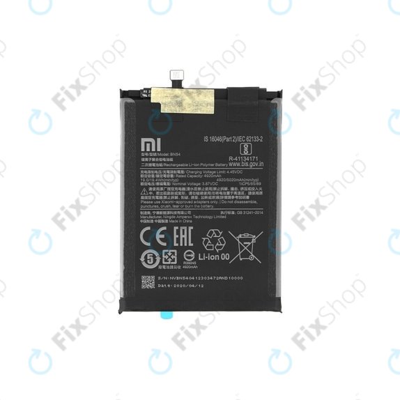 Bateria do Xiaomi Redmi 9, Note 9, BN54, 5020mAh, 460200001J1G, 460200003P1G, Genuine Service Pack