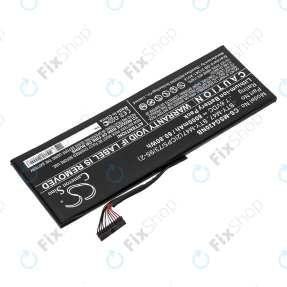 Bateria do MSI GS40, GS43, MS14, 8000mAh, Li-Ion, 7.6V, BTY-M47, HQ