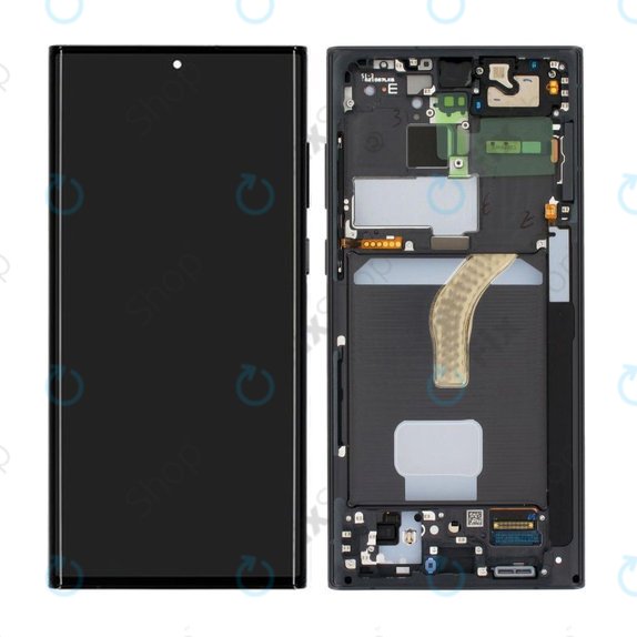 Wyświetlacz do Samsung S22 Ultra S908B, Ekran dotykowy z ramką, GH82-27488A, GH82-27489A, Phantom Black, Genuine Service Pack