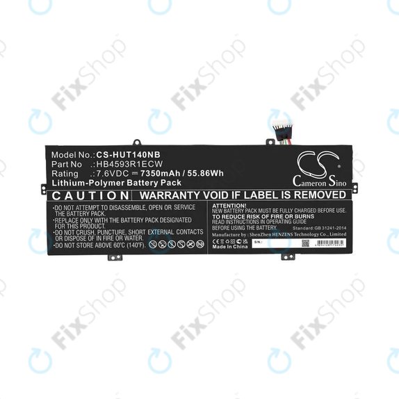 Bateria do Huawei MateBook X Pro, HB4593R1ECW, 7350mAh, HQ