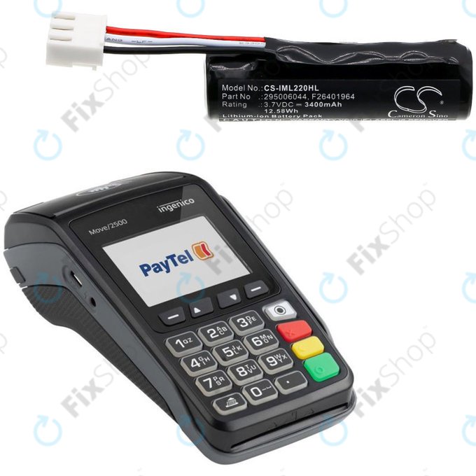 Bateria do Ingenico IWL220, 255, 258, 280, Ingenico MOVE 2500, 3000, 3500, 3400mAh, Li-Ion, 3.7V, 295006044, HQ