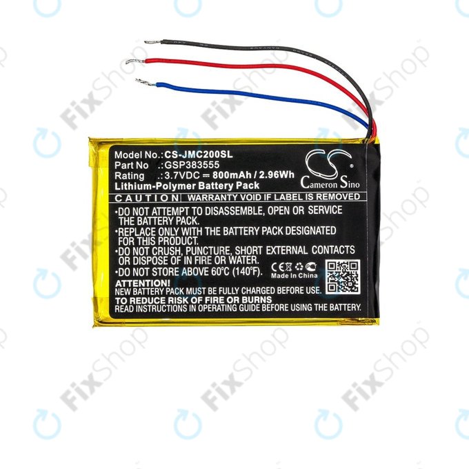 Bateria do JBL Clip 2, 800mAh, Li-Pol, 3.7V, GSP383555, HQ