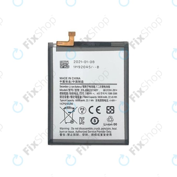 Bateria do Samsung M21 M215F, M30s M307F, EB-BM207ABY, 6000mAh