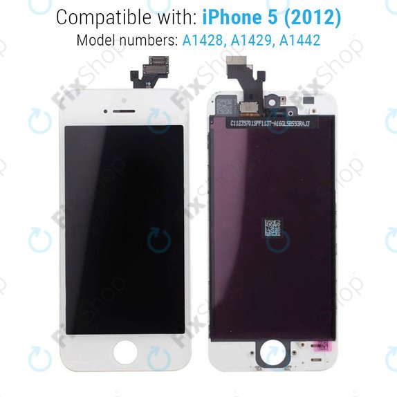 Wyświetlacz dla iPhone 5, White, Ekran dotykowy z ramką