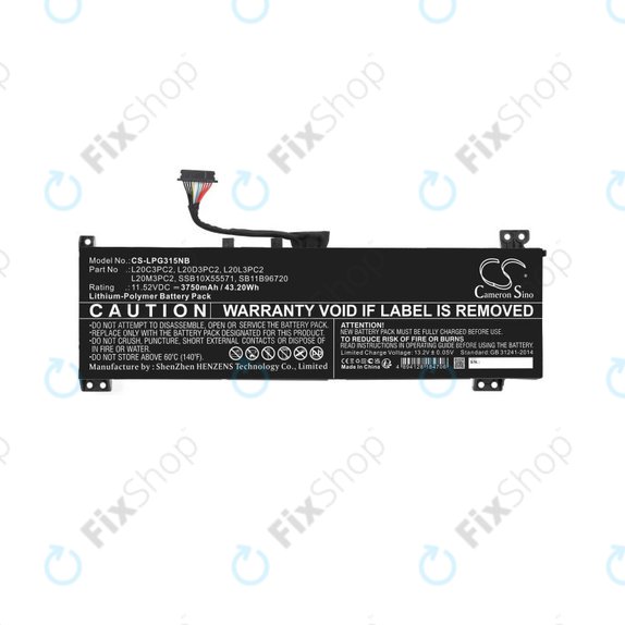 Bateria do Lenovo IdeaPad Gaming 3, 3750mAh, Li-Pol, 11.52V, L20C3PC2, HQ