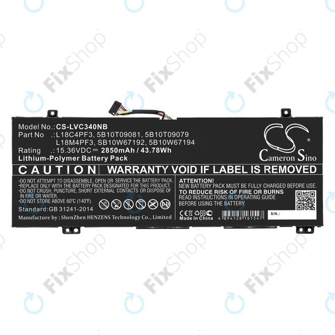 Bateria do Lenovo Ideapad C340, Ideapad Flex, 2850mAh, Li-Pol, 15.36V, L18C4PF3, HQ