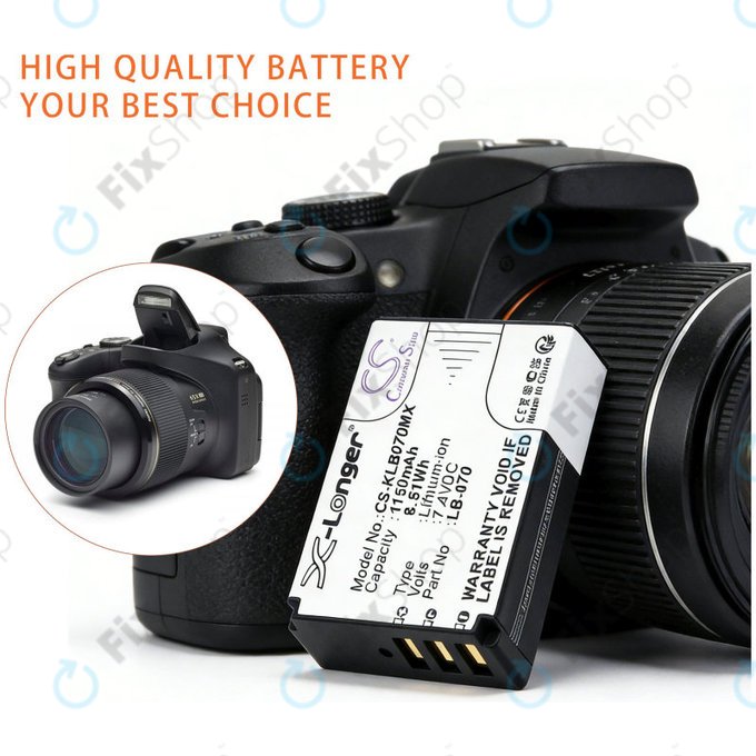 Bateria do Kodak PIXPRO S1, AZ651, AZ652, AZ901, 1150mAh, Li-Ion, 7.4V, LB-070, HQ