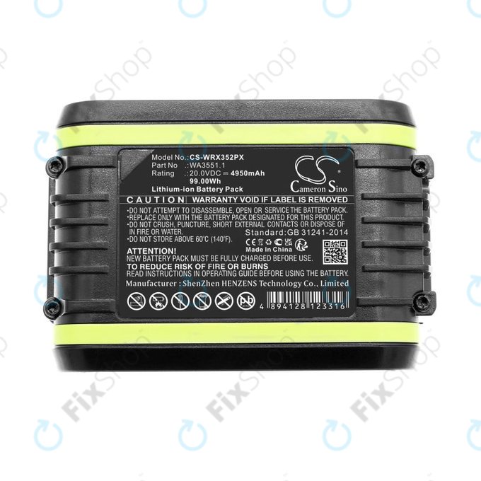 Bateria do Worx WX800.9 MAX, WX-JCR.9, 4950mAh, Li-Ion, 20V, WA3551.1, HQ