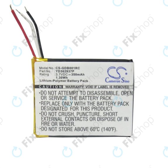 Bateria do GoPro Wifi Remote, 350mAh, Li-Pol, 3.7V, YD362937P, HQ
