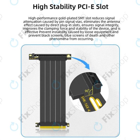 Kabel riser PCIe 4.0 x16 do karty graficznej, 20cm, czarny