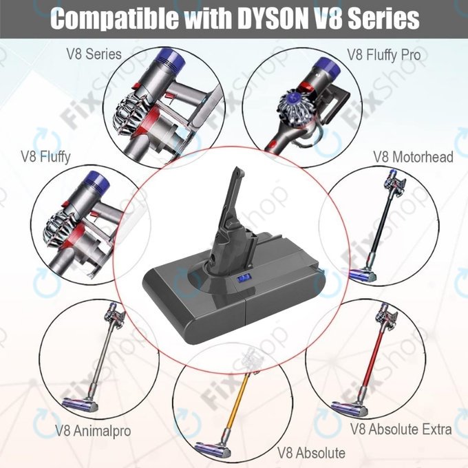 Bateria do Dyson V8, 215681, PM8-US-HFB1497A, Li-Ion, 21,6V 3000mAh