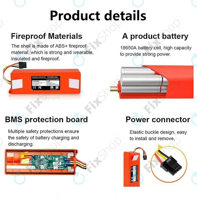 Bateria do Xiaomi Roborock-seria, Mi Robot Vacuum Mop 1S, Xiaowa-seria, BRR-2P4S-5200, Li-Ion, 5200mAh