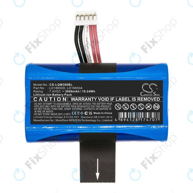Bateria do Ingenico Apos A8, 2600mAh, Li-Ion, 7.4V, LD18650D, HQ