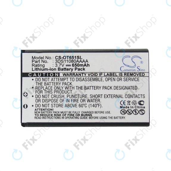 Bateria do Alcatel Lollipops, 650mAh, Li-Ion, 3.7V, 3DS11080AAAA, HQ