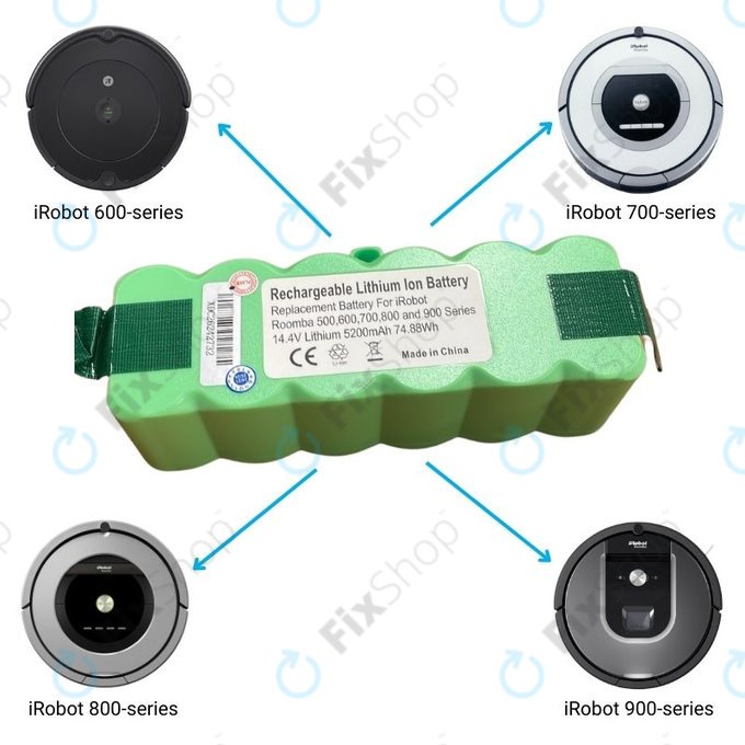 Bateria do iRobot Roomba 600, 700, 800, 900-seria, 2130LI, 4502233, 4374392, Li-Ion, 14,4V 5200mAh