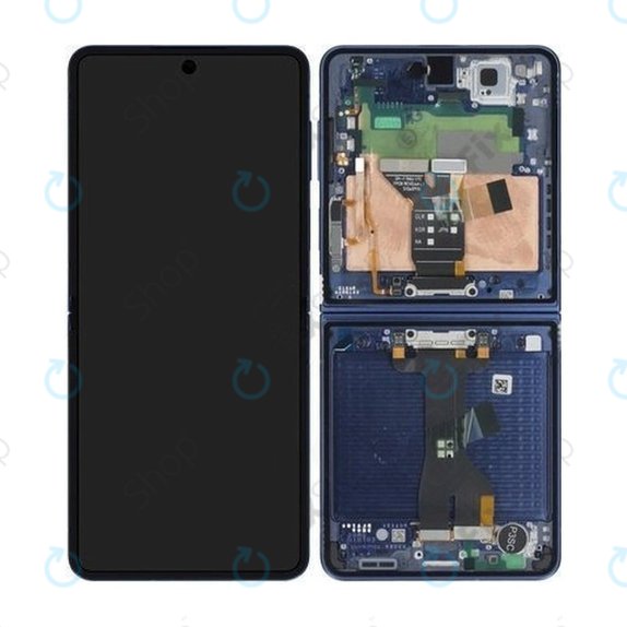 Wyświetlacz LCD + ekran dotykowy + ramka do Samsung Z Flip 7 F766B, Blue Shadow, GH82-37581A, Genuine Service Pack