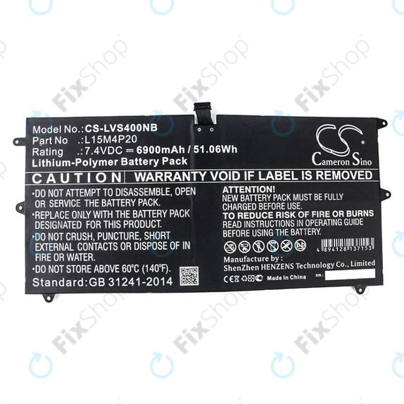 Bateria do Lenovo Yoga 4S, 900S, 6900mAh, Li-Pol, 7.4V, L15M4P20, HQ