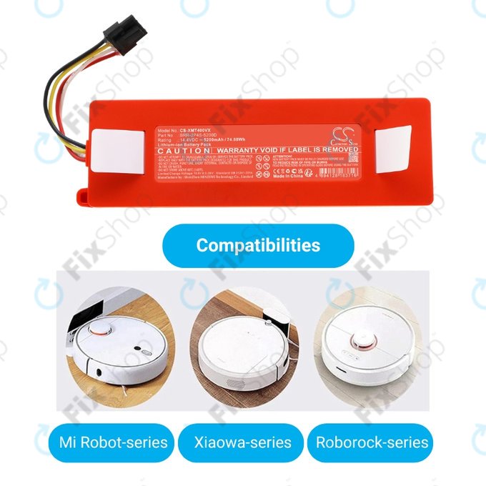 Bateria do Xiaomi Roborock E-seria, Q-seria, S-seria, BRR-2P4S-5200, Li-Ion, 14,4V 5200mAh, HQ