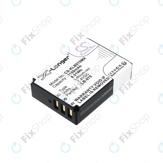 Bateria do Kodak PIXPRO S1, AZ651, AZ652, AZ901, 1150mAh, Li-Ion, 7.4V, LB-070, HQ