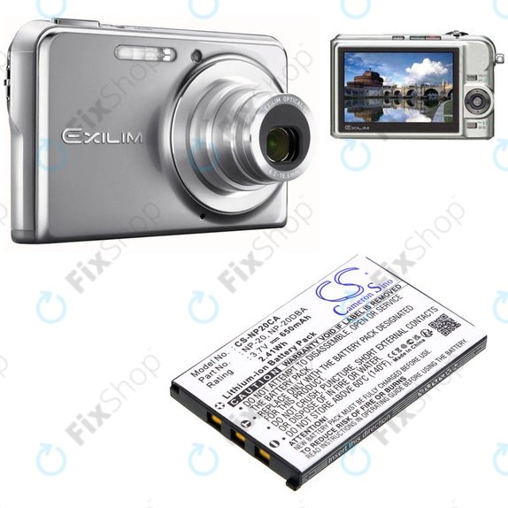 Bateria do Casio Exilim Card Ex-S880, 650mAh, Li-Ion, 3.7V, NP-20, HQ