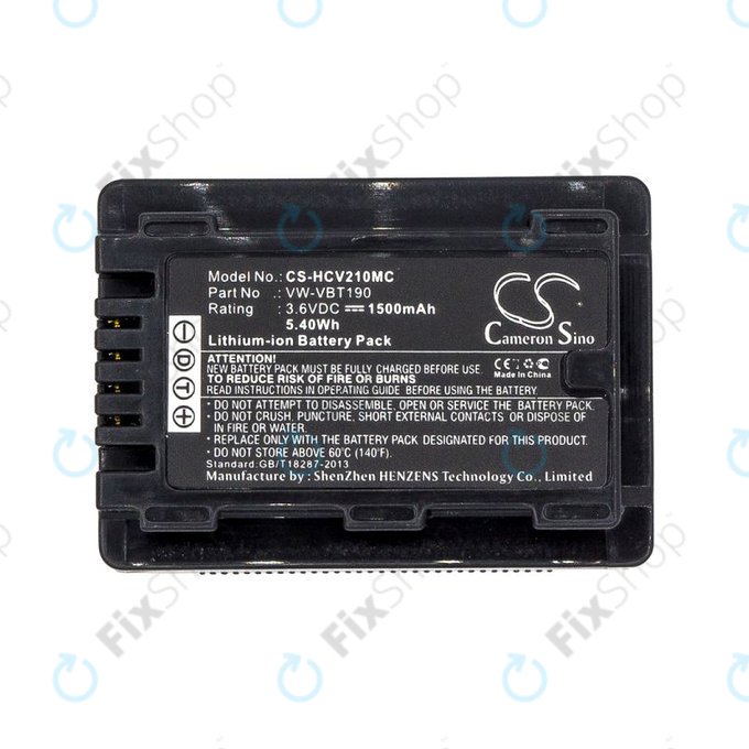 Bateria do Panasonic HC-V210, 1500mAh, Li-Ion, 3.6V, VW-VBT190, HQ