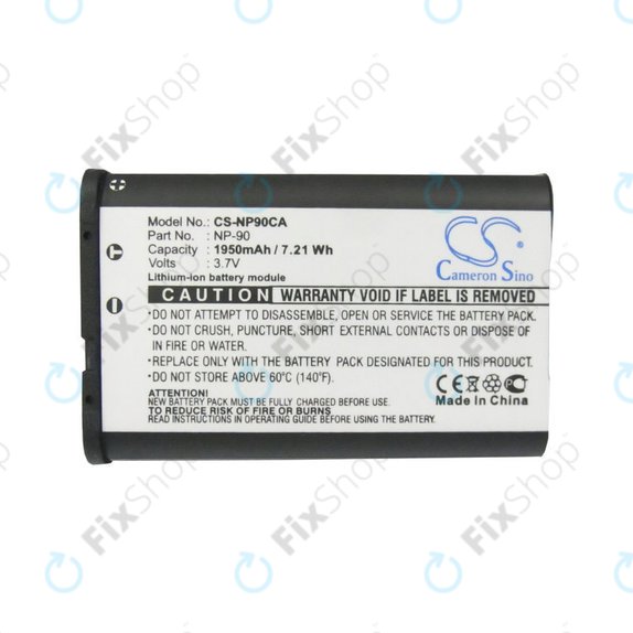 Bateria do Casio Exilim EX-H10, EX-FH100, EX-H15, EX-Z2000, EX-H20G, 1950mAh, Li-Ion, 3.7V, NP-90, HQ