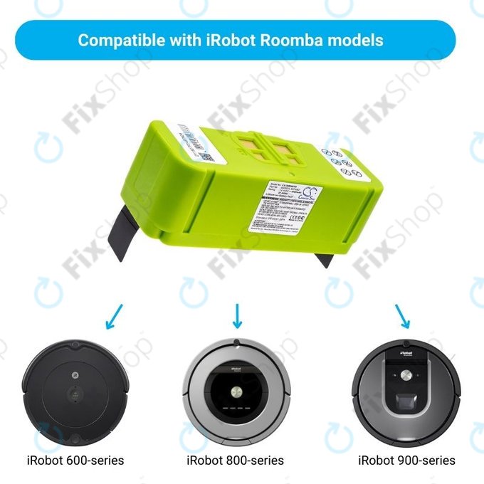 Bateria do iRobot Roomba 600, 800, 900-seria, 4502233, 4374392, 2130LI, Li-Ion, 14,4V 4000mAh, HQ
