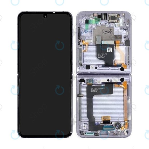 Wyświetlacz do Samsung Z Flip 4 F721B, Ekran dotykowy z ramką, GH82-29440B, GH82-30239B, GH82-29441B, GH82-30238B, Bora Purple, Genuine Service Pack