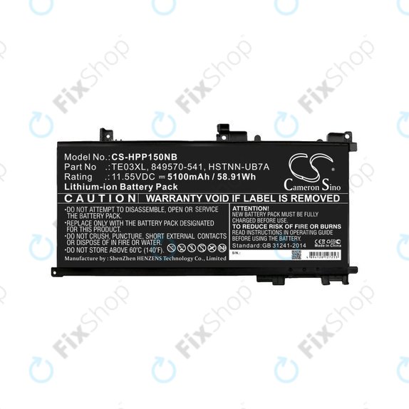 Bateria do HP Omen 15, Pavilion 15, WASD 15, 5100mAh, Li-Ion, 11.55V, TE03XL, HQ