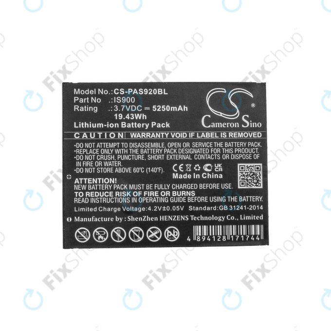 Bateria do Pax A920, A920c, 5250mAh, Li-Ion, 3.7V, IS900, HQ