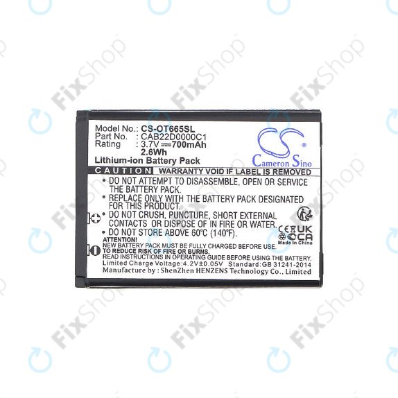 Bateria do Alcatel One Touch 2010D, 700mAh, Li-ion, 3.7V, CAB22D0000C1, HQ
