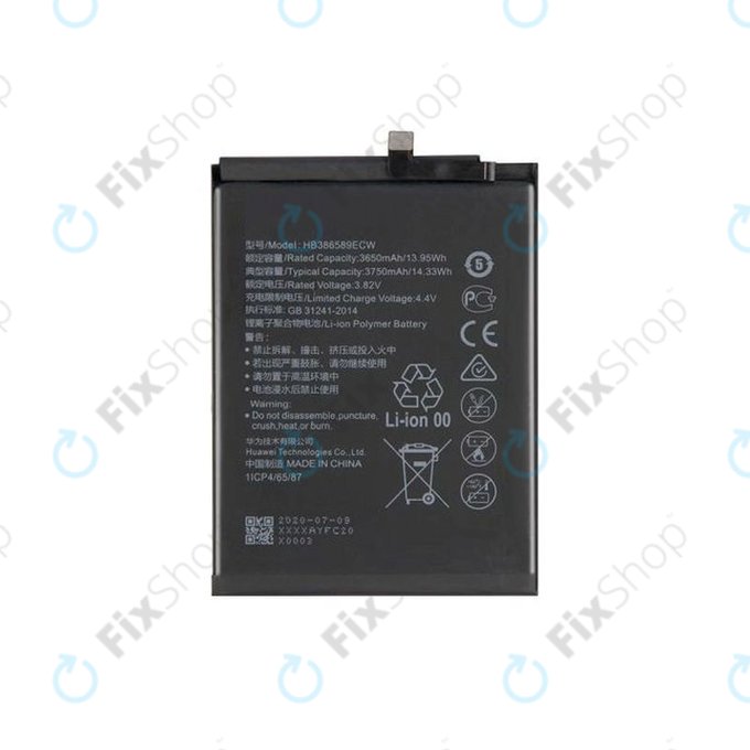 Bateria do Huawei Honor Play, Mate 20 Lite, Nova 3, Nova 5T, P10 Plus, View 10, HB386589ECW, 3750mAh