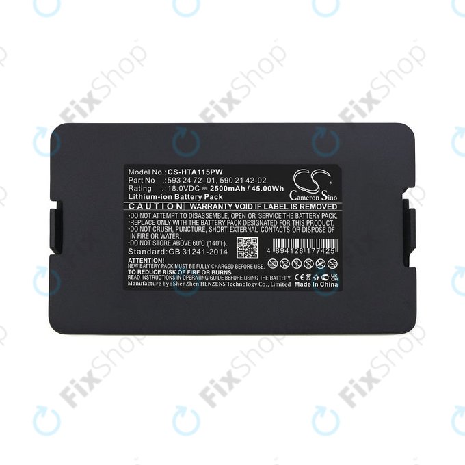 Bateria do Flymo Easilife 800, Gardena Sileno Life 1250, Husqvarna Automower 520, 2500mAh, Li-Ion, 18V, 593 24 72-01, HQ