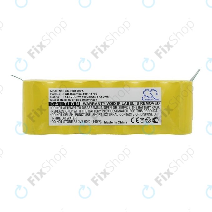 Bateria do iRobot Roomba 500, 600, 700, 800, 900-seria, R3, Scooba 450, Vileda 137173, 11702, GD-Roomba-500, VAC-500NMH-33, Ni-MH, 14,4V 4000mAh, HQ