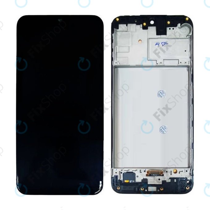 Wyświetlacz OLED do Samsung M21 M215F, Ekran dotykowy z ramką, Czarny, Black