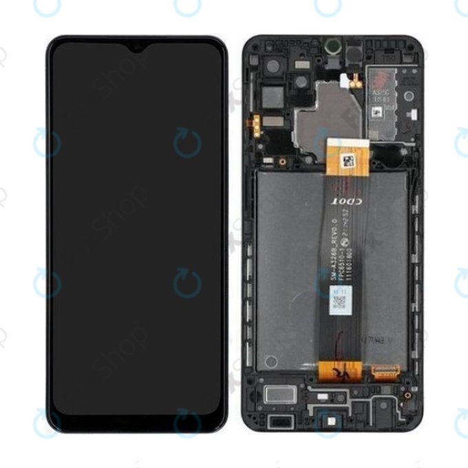Wyświetlacz do Samsung A32 5G A326B, Ekran dotykowy z ramką, GH82-25121A, GH82-25122A, Awesome Black, Genuine Service Pack