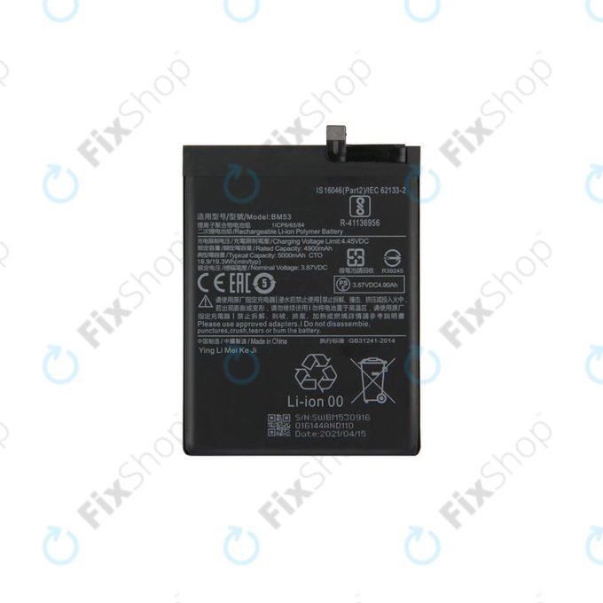 Bateria do Xiaomi Mi 10T 5G, Mi 10T Pro 5G, BM53, 5000mAh
