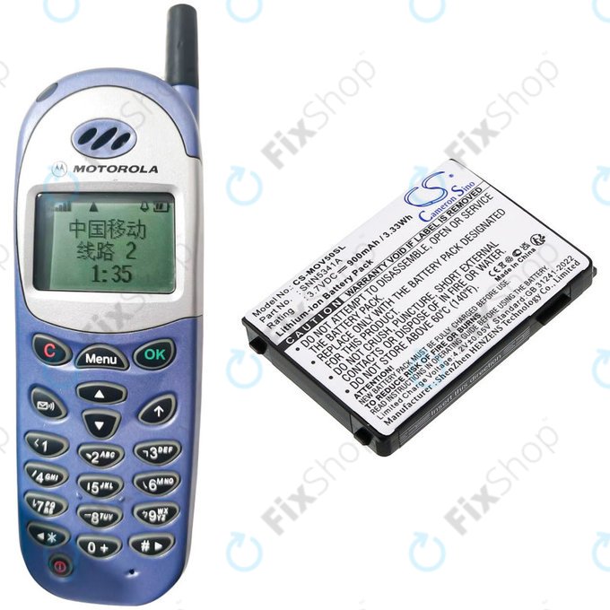 Bateria do Motorola V3688, V2188, L2000, V998+, 900mAh, Li-Ion, 3.7V, SNN5341A, HQ
