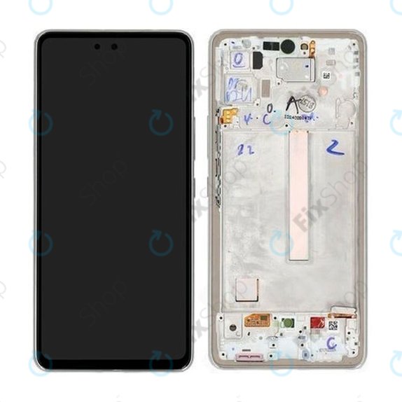 Wyświetlacz do Samsung A53 5G A536B, Ekran dotykowy z ramką, GH82-28024B, GH82-28025B, Awesome White, Genuine Service Pack