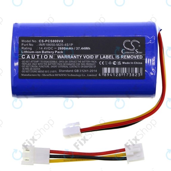 Bateria do Proscenic 800T, 820T, 830T, INR18650-M25-4S1P, Li-Ion, 14.4V, 2600mAh, HQ