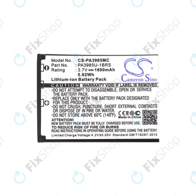 Bateria do Toshiba Camileo X200, X400, 1600mAh, Li-Ion, 3.7V, PA3985, HQ