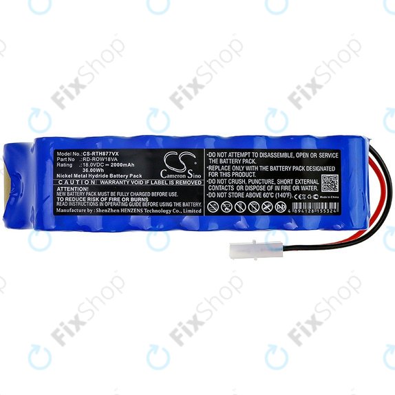 Bateria do Rowenta Air Force Extreme, RD-ROW18VA, Ni-MH, 18,0V 2000mAh, HQ