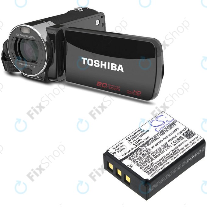 Bateria do Toshiba Camileo X200, X400, 1600mAh, Li-Ion, 3.7V, PA3985, HQ