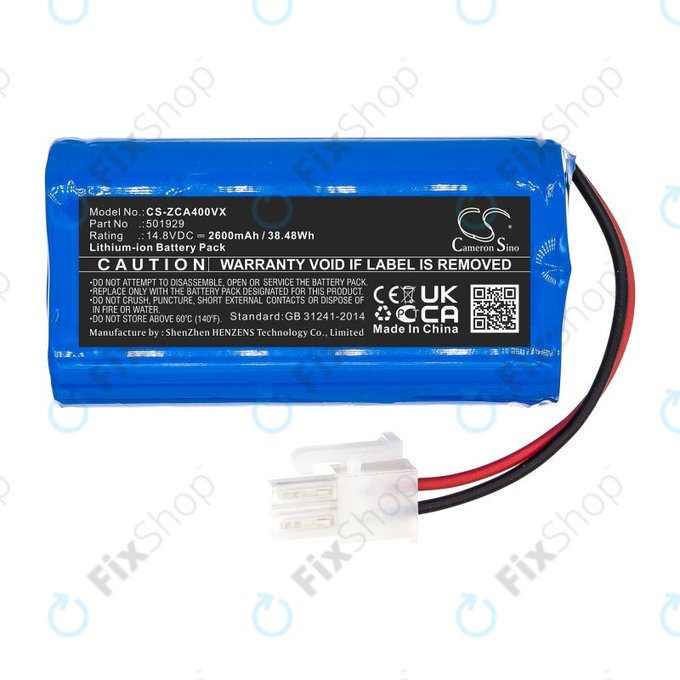 Bateria do Concept VR2000, Zaco A4s, A6, A8s, A9s, 2600mAh, Li-Ion, 14.8V, 501929, HQ