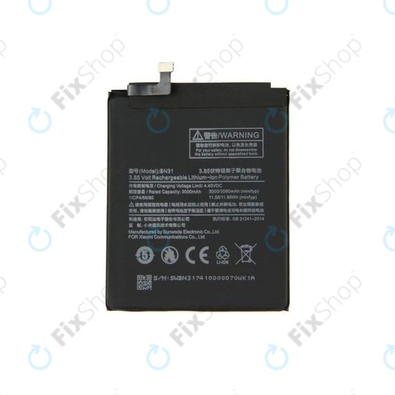 Bateria do Xiaomi Redmi Note 5A, Mi A1(5x), Redmi S2 (Redmi Y2), BN31, 3080mAh