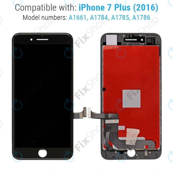 Wyświetlacz dla iPhone 7 Plus, Black, Ekran dotykowy z ramką